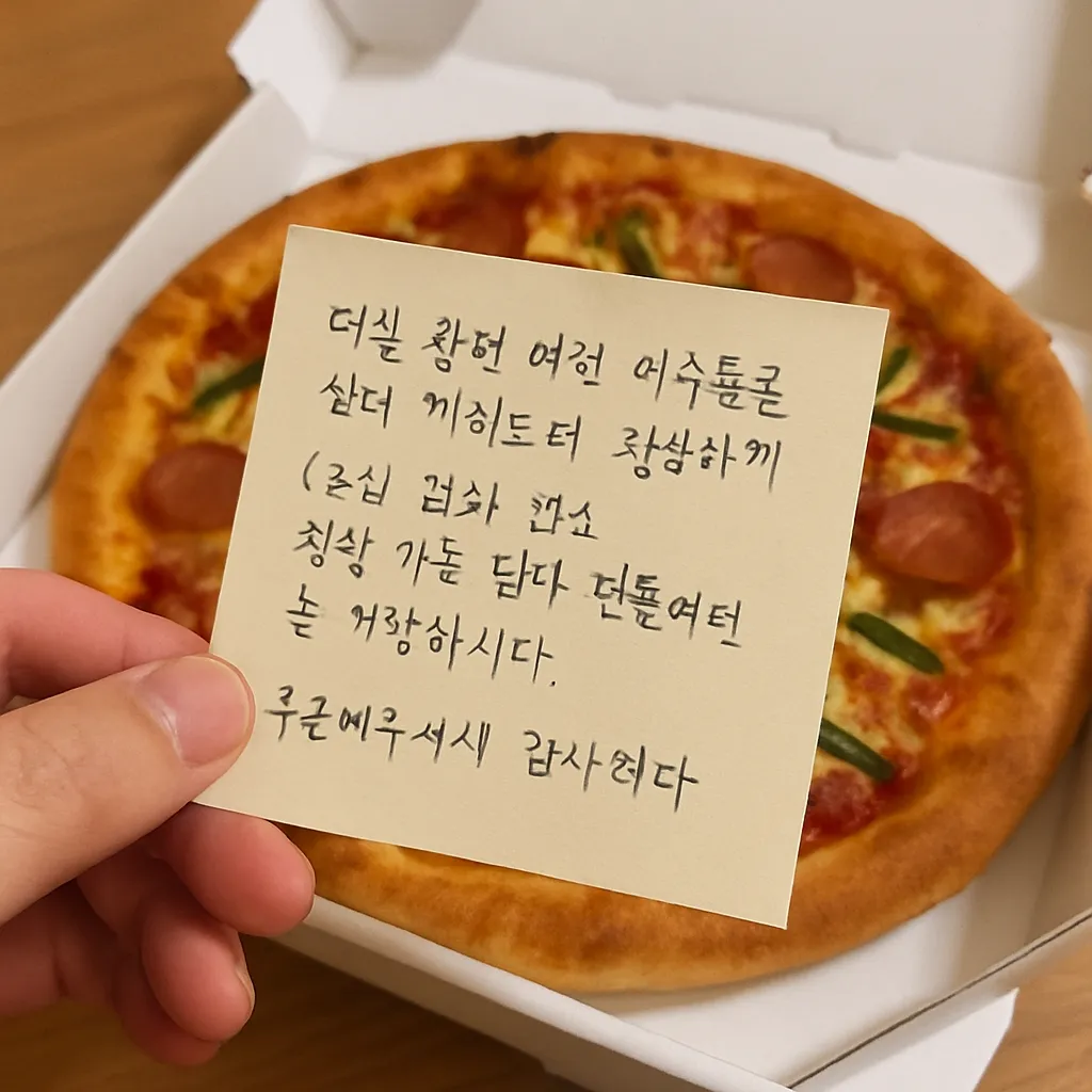 “손편지에 담긴 눈물” — 백보이피자 점주들이 버텨낸다